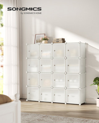 SONGMICS 16-Cube Storage Unit, Shoe Rack, Stackable Cubes, Plastic ...