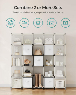 SONGMICS 16-Cube Storage Unit with Non-Woven Fabric Cubes for ...
