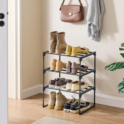 SONGMICS 3-Tier Metal Shoe Organizer, Stackable Footwear Storage