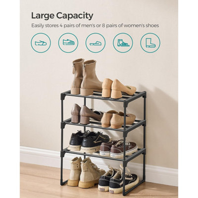 SONGMICS 3-Tier Metal Shoe Organizer, Stackable Footwear Storage Rack ...