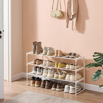 SONGMICS 3-Tier Shoe Rack, Stackable Metal Shoe Storage Organiser