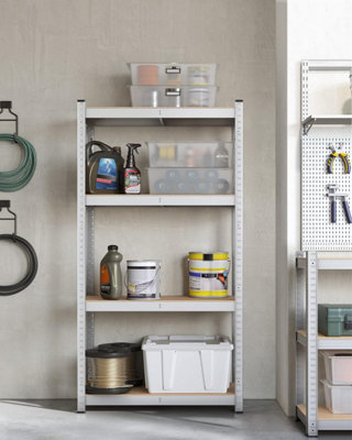 SONGMICS 4-Tier Shelving Unit, Steel Storage Shelf, Shelving Unit for Storage, Boltless, for Garage, Shed, Silver