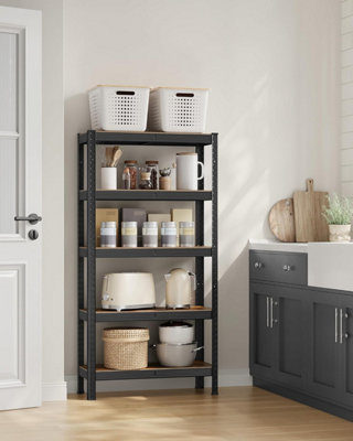 SONGMICS 5 Tier Shelving Unit, Industrial, Adjustable Storage Shelves, for Living Room, Kitchen, Garage, Rustic Brown and Black