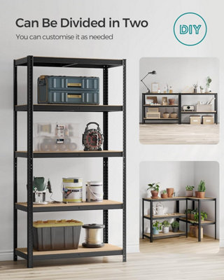 SONGMICS 5-Tier Shelving Unit, Steel Shelving Unit for Storage, Tool-Free Assembly, for Garage, Shed, Black