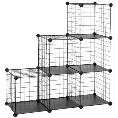 SONGMICS 6-Cube Wire Grid Storage Rack, Interlocking Shelving Unit with ...