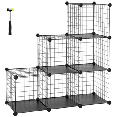 SONGMICS 6-Cube Wire Grid Storage Rack, Interlocking Shelving Unit with ...