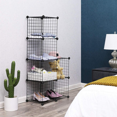 SONGMICS 6-Cube Wire Grid Storage Rack, Interlocking Shelving Unit with ...