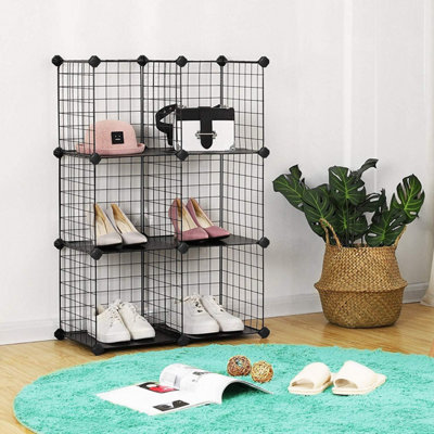 SONGMICS 6-Cube Wire Grid Storage Rack, Interlocking Shelving Unit with ...