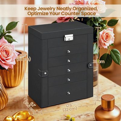 SONGMICS 6 Tier Jewelry Box, Jewelry Storage Organizer with 5 Drawers ...