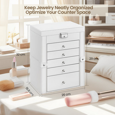 SONGMICS 6 Tier Jewelry Box, Jewelry Storage Organizer with 5 Drawers ...