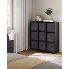 SONGMICS  9-Cube Storage Unit in Ink Black & Dove Grey, with Non-Woven Fabric Cubes for Shelf Arrangement, Storage Organizers