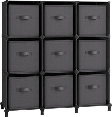 SONGMICS 9-Cube Storage Unit in Ink Black & Dove Grey, with Non-Woven ...