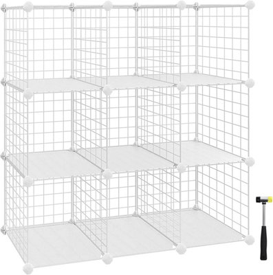 SONGMICS 9-Cube Wire Grid Storage Rack, Interlocking Shelving Unit with ...