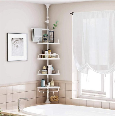 SONGMICS Adjustable Bathroom Corner Shelf, Telescopic Shower Caddy ...