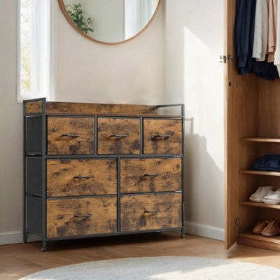 SONGMICS Bedroom Organizer, Chest of 7 Fabric Drawers, Metal Framed ...