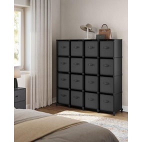 SONGMICS Black and Grey 16 Storage Unit, Designed with Non-Woven Fabric Cubes, Shelf Organization, Storage Organising Bins