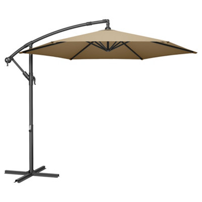 SONGMICS Cantilever Garden Patio Parasol Umbrella with Base,Banana