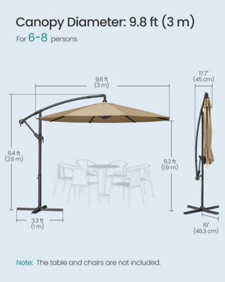 SONGMICS Cantilever Garden Patio Parasol Umbrella with Base,Banana
