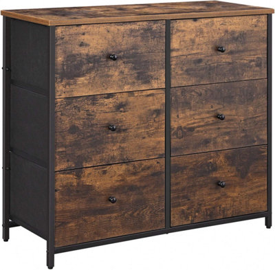 SONGMICS Chest of Drawers, 6 Fabric Drawers with Metal Frame, Storage ...