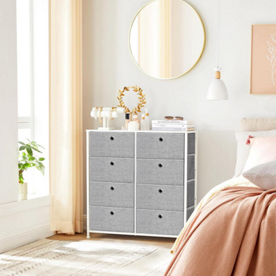8/9 Drawer Fabric Dresser Storage Tower With Bins, Tall Chest Organizer Bedroom Closet Hallway Steel Frame Wood Top Easy Pull Handles Storage Drawer Units