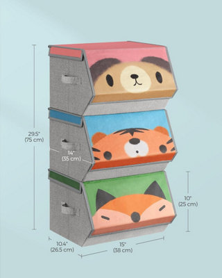 SONGMICS Children's Room Organizer Set, Trio of Stackable Toy Storage ...