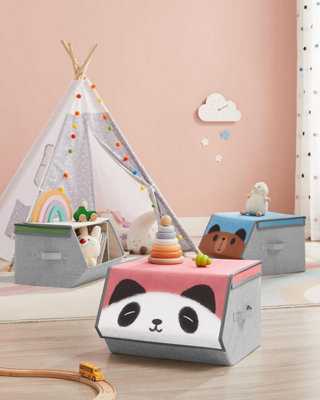 SONGMICS Children's Storage Bins, Trio Pack, Stackable Toy Storage Boxes, Foldable Organizers, for Children's Bedroom, Play Area