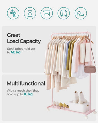 SONGMICS Clothes Rack, Metal Clothing Rail with Storage Shelf, Laundry ...