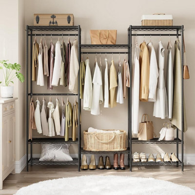 SONGMICS Clothes Rack, Open Wardrobe for Bedroom, Metal Clothes Rails ...