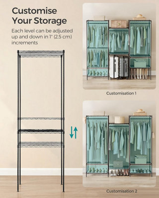 SONGMICS Clothes Rack, Open Wardrobe for Bedroom, Metal Clothes Rails ...