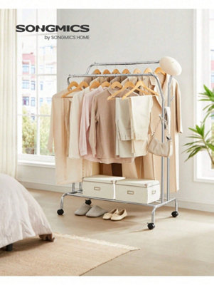 SONGMICS Clothes Rail, Clothes Rack, Double Clothes Hanging Rail, Heavy ...