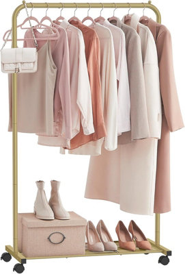 SONGMICS Clothes Rail with Lockable Wheels, Clothes Rack, Hanging Rail ...