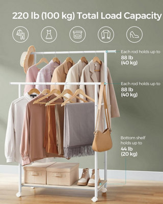 SONGMICS Clothing Organizer, Portable, Double Garment Hanging Rack ...