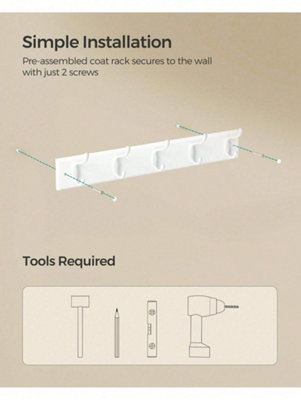 SONGMICS Coat Rack,Wall-Mounted Coat Rack, 5 Dual Metal Hooks, For ...