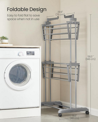 3-Tier Folding Clothes Airer Drying Rack - Large Indoor Outdoor Laundry Rack White 7 thumbnail image