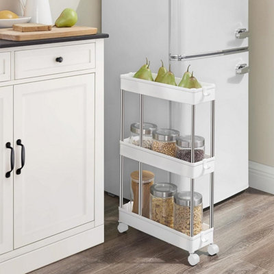 SONGMICS Compact Rolling Cart, 3-Tier, Mobile Kitchen Trolley with ...