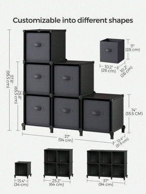 SONGMICS Cube Storage Unit With Storage Boxes, 6-Cube Clothes Storage ...