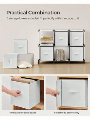 SONGMICS Cube Storage Unit With Storage Boxes, 6-Cube Clothes Storage ...