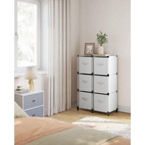 SONGMICS Cube Storage Unit with Storage Boxes, 6-Cube Storage Unit, 6 Non-Woven Fabric Cubes for Shelves, Cloud White