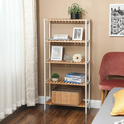 SONGMICS Customizable Bamboo Display Unit, 5-Tier Storage Solution with ...