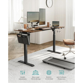 SONGMICS Desk, Height Adjustable Desk, Electric Table, Workstation Table, Memorable Heights, Rustic Brown and Simply Black