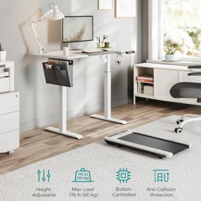 SONGMICS Electric Standing Desk, Height Adjustable Desk, Spliced Tabletop, 4 Memorable Heights, Classic White and Dove Grey