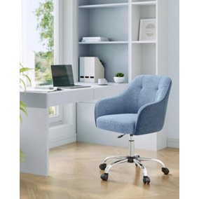 SONGMICS Executive Office Chair, 360 Swivel Desk Seat, Elegant Vanity Seating, Height Adjustable, Comfort Armrests, Misty Blue