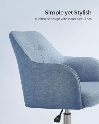 SONGMICS Executive Office Chair, 360 Swivel Desk Seat, Elegant Vanity Seating, Height Adjustable, Comfort Armrests, Misty Blue