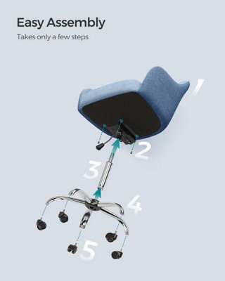 SONGMICS Executive Office Chair, 360 Swivel Desk Seat, Elegant Vanity Seating, Height Adjustable, Comfort Armrests, Misty Blue