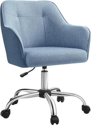 SONGMICS Executive Office Chair, 360 Swivel Desk Seat, Elegant Vanity Seating, Height Adjustable, Comfort Armrests, Misty Blue