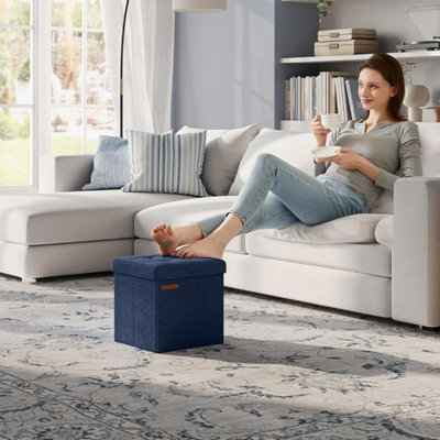 SONGMICS Foldable Storage Ottoman, Compact Footrest with Hidden ...
