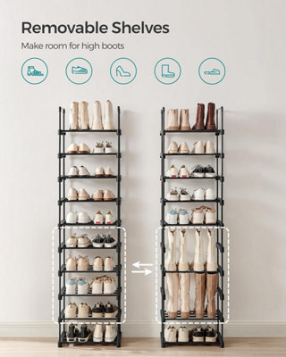 SONGMICS Footwear Rack, 10-Level Metal Storage Unit with Space-Saving ...