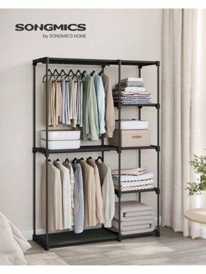SONGMICS Freestanding Wardrobe, Foldable Closet, Coat Rack With Clothes ...