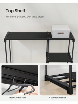 SONGMICS Freestanding Wardrobe, Foldable Closet, Coat Rack With Clothes ...