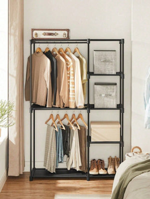 SONGMICS Freestanding Wardrobe, Foldable Closet,Coat Rack With Clothes